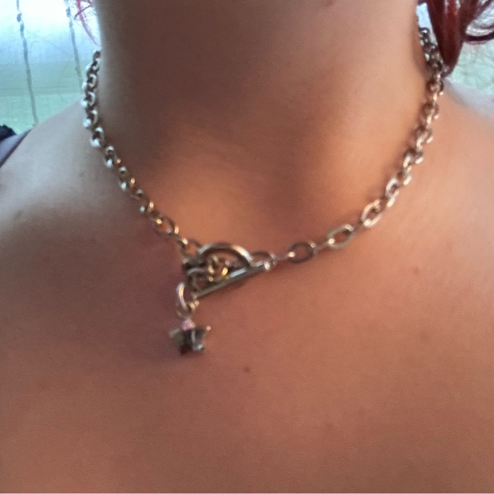 Up-cycled star chocker necklace, silver